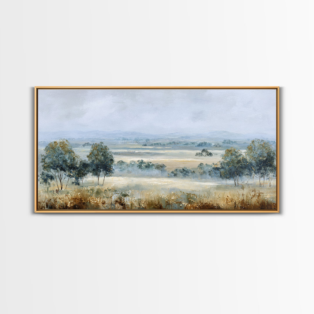Open Field with Distant Tree Framed Canvas Print, Waiting Room Art, Abstract Art, Waiting Room Decor, Fine Art, Calm, WRA-2x1-91