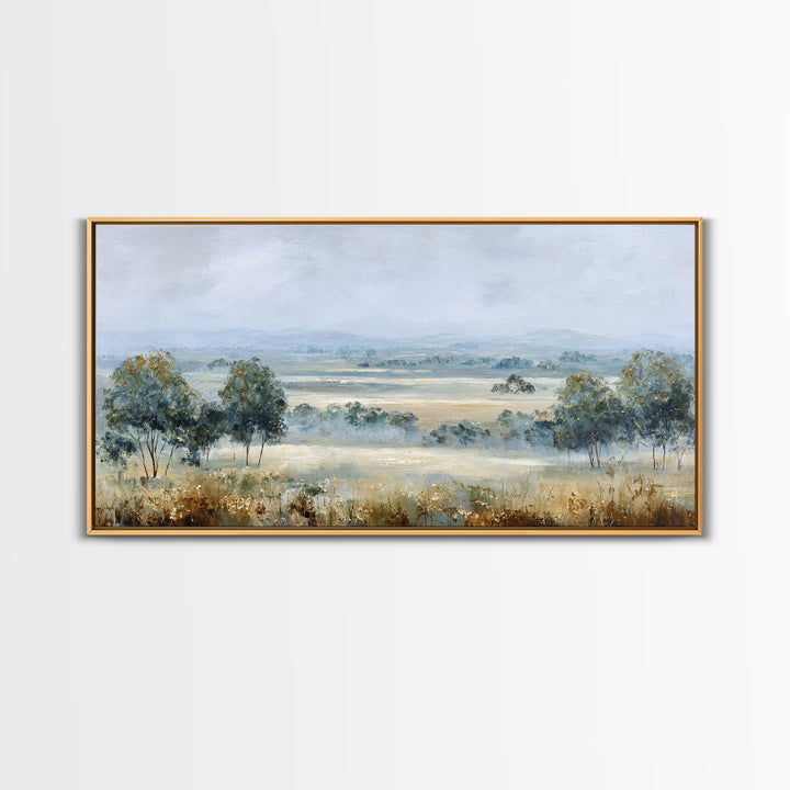 Open Field with Distant Tree Framed Canvas Print, Waiting Room Art, Abstract Art, Waiting Room Decor, Fine Art, Calm, WRA-2x1-91