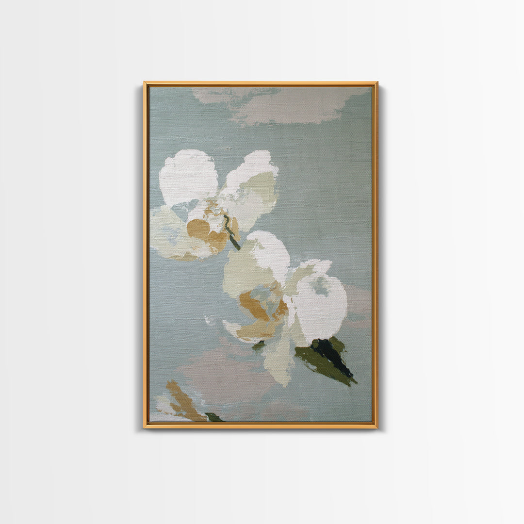 White Orchid on Light Gray Ground Canvas Print, Waiting Room Art, Gallery Decor, Waiting Room Decor, Fine Art, Calm, WRA-2x3-15