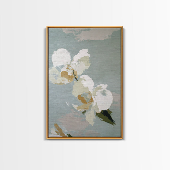 White Orchid on Light Gray Ground Canvas Print, Waiting Room Art, Gallery Decor, Waiting Room Decor, Fine Art, Calm, WRA-2x3-15