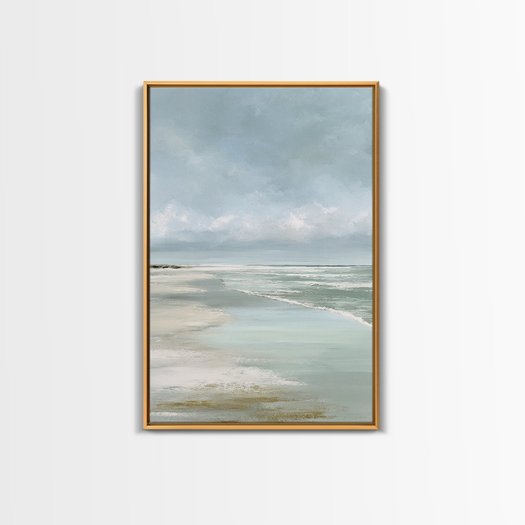 Coastal Horizon with Pale Sand and Water Framed Canvas Print, Waiting Room Art, Printable Wall Art, Waiting Room Decor, Calm, WRA-2x3-17
