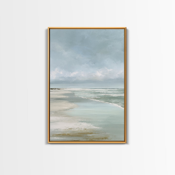 Coastal Horizon with Pale Sand and Water Framed Canvas Print, Waiting Room Art, Printable Wall Art, Waiting Room Decor, Calm, WRA-2x3-17