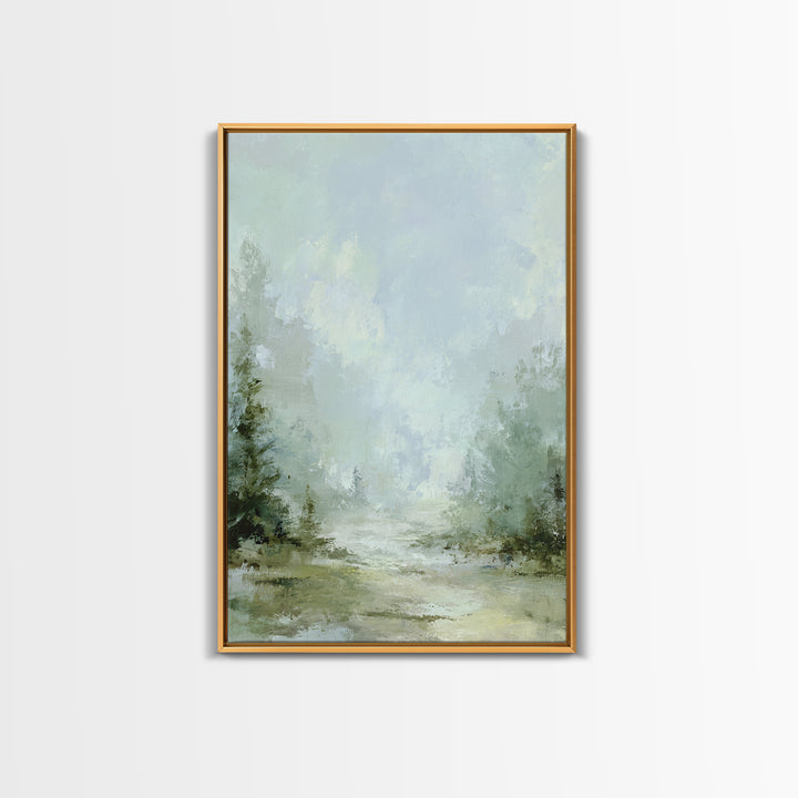 Misty Forest Path Framed Canvas Print, Waiting Room Art, Neutral Decor, Waiting Room Decor, Fine Art, Calm, Wall Art, WRA-2x3-19