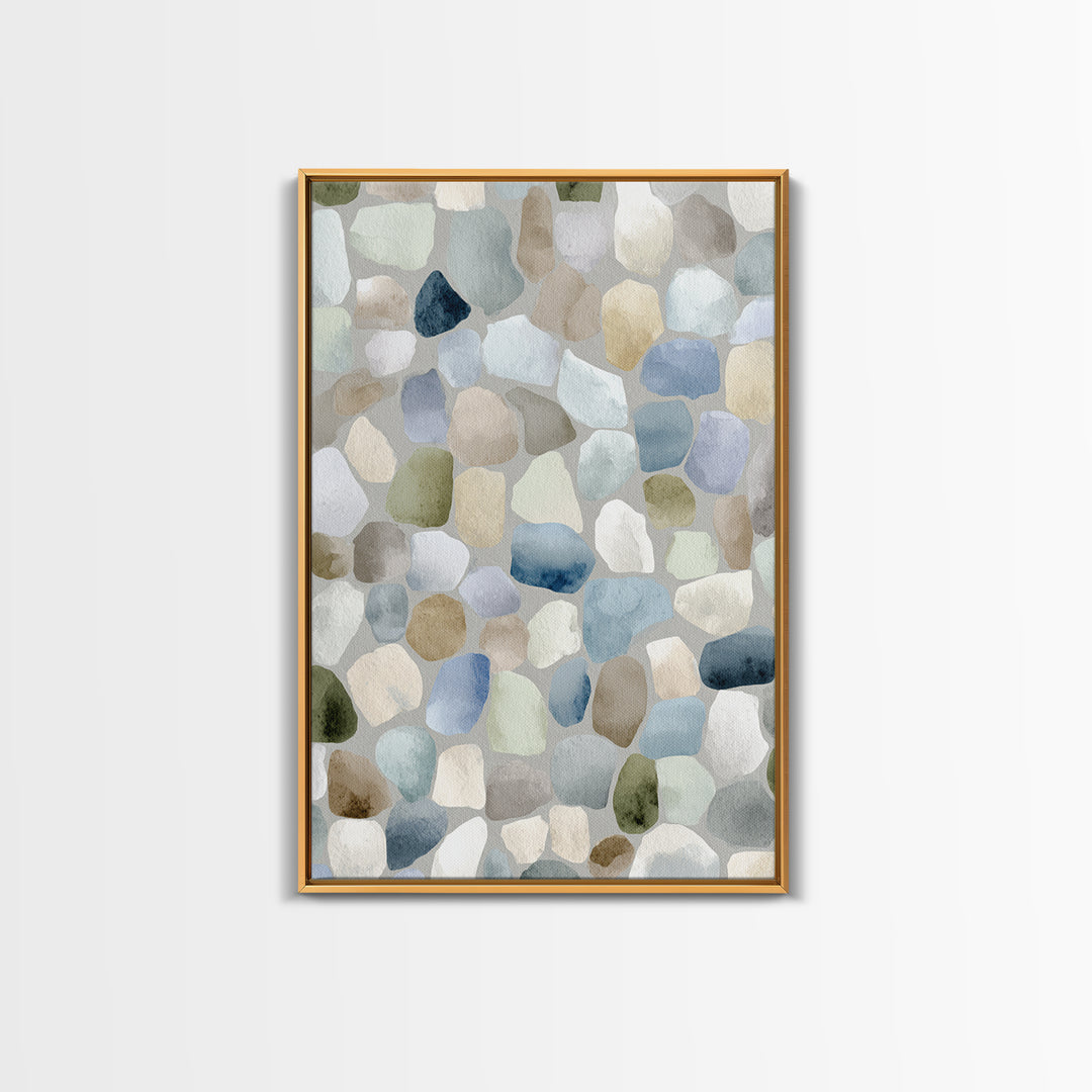 Pastel Rainbow Shapes for Pediatric Spaces Framed Canvas Print, Waiting Room Art, Boho Decor, Waiting Room Decor, Calm, WRA-2x3-2