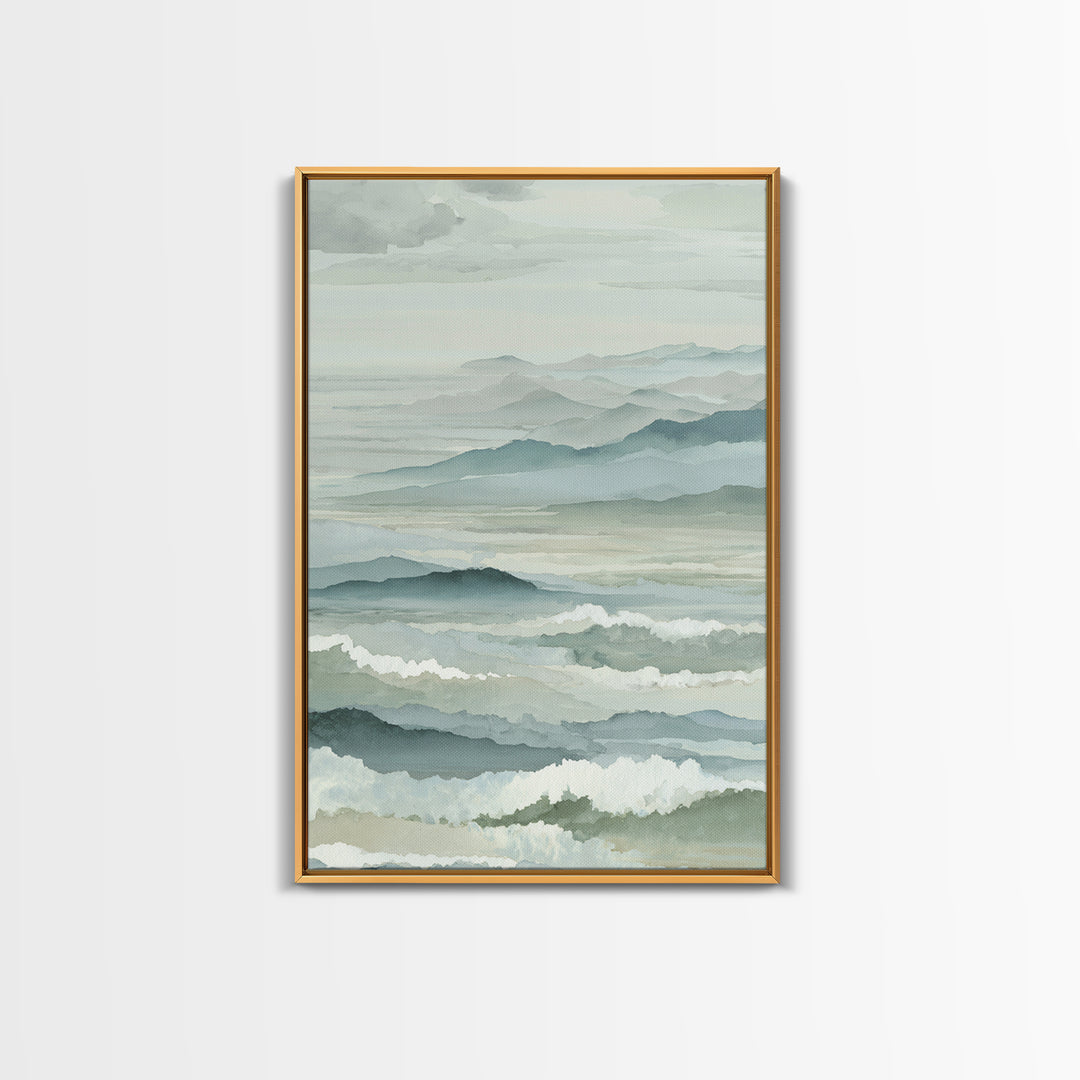Simple Mountain Layers Framed Canvas Print, Waiting Room Art, Textured Painting, Waiting Room Decor, Calm, Printable Art, WRA-2x3-22