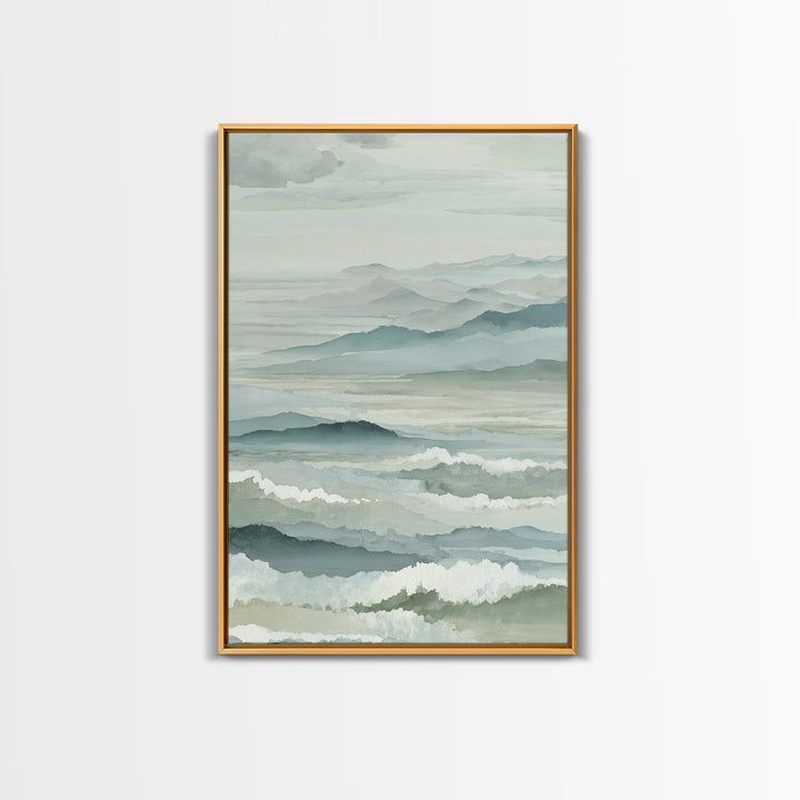 Simple Mountain Layers Framed Canvas Print, Waiting Room Art, Textured Painting, Waiting Room Decor, Calm, Printable Art, WRA-2x3-22