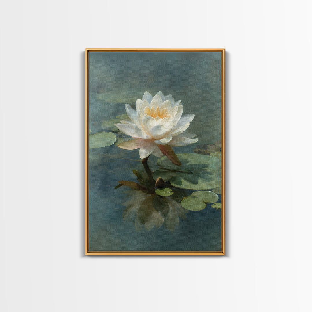 Lotus Flower on Still Water Canvas Print, Waiting Room Art, Art Print, Waiting Room Decor, Fine Art, Calm, Abstract Art, WRA-2x3-23