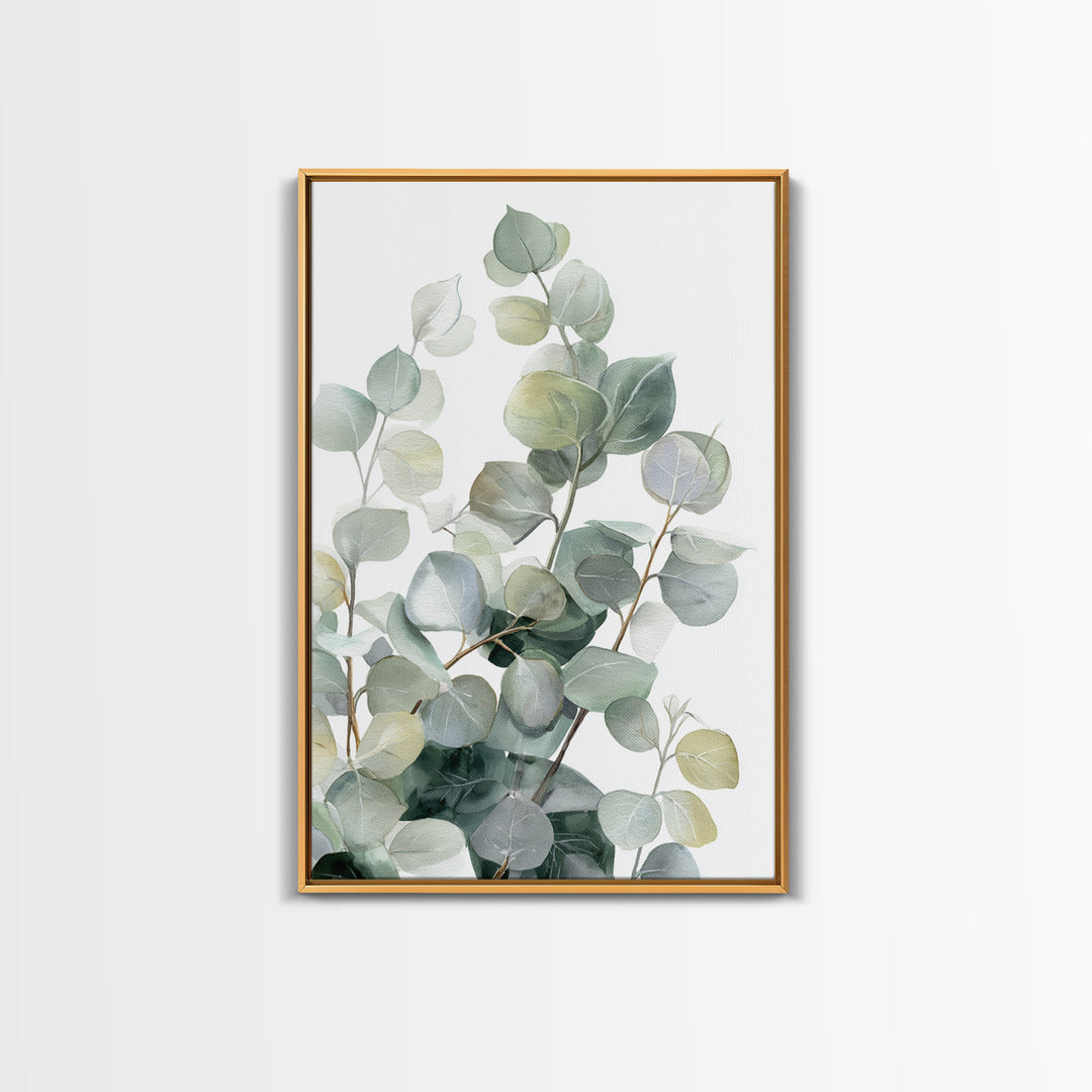 Clean Eucalyptus Leaf Study Framed Canvas Print, Waiting Room Art, Wall Art, Waiting Room Decor, Oil Painting, Calm, WRA-2x3-25
