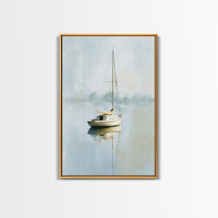 Quiet Sailboat on Calm Water Framed Canvas Print, Waiting Room Art, Dental Art, Waiting Room Decor, Fine Art, Calm, WRA-2x3-3