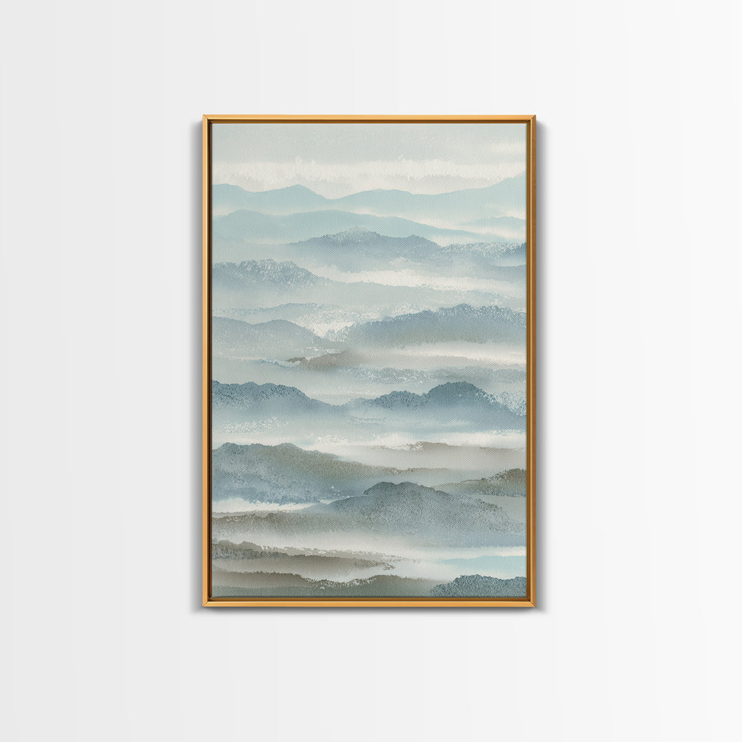 Simple Mountain Layers Framed Canvas Print, Waiting Room Art, Textured Painting, Waiting Room Decor, Calm, Printable Art, WRA-2x3-46