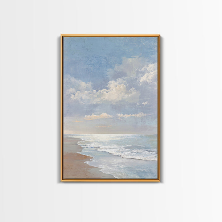 Coastal Horizon with Pale Sand and Water Canvas Print, Waiting Room Art, Office Wall Art, Waiting Room Decor, Oil Painting, WRA-2x3-65