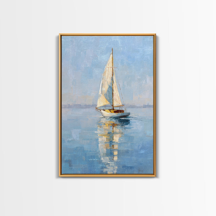 Quiet Sailboat on Calm Water Framed Canvas Print, Waiting Room Art, Abstract Art, Waiting Room Decor, Fine Art, Calm, WRA-2x3-75