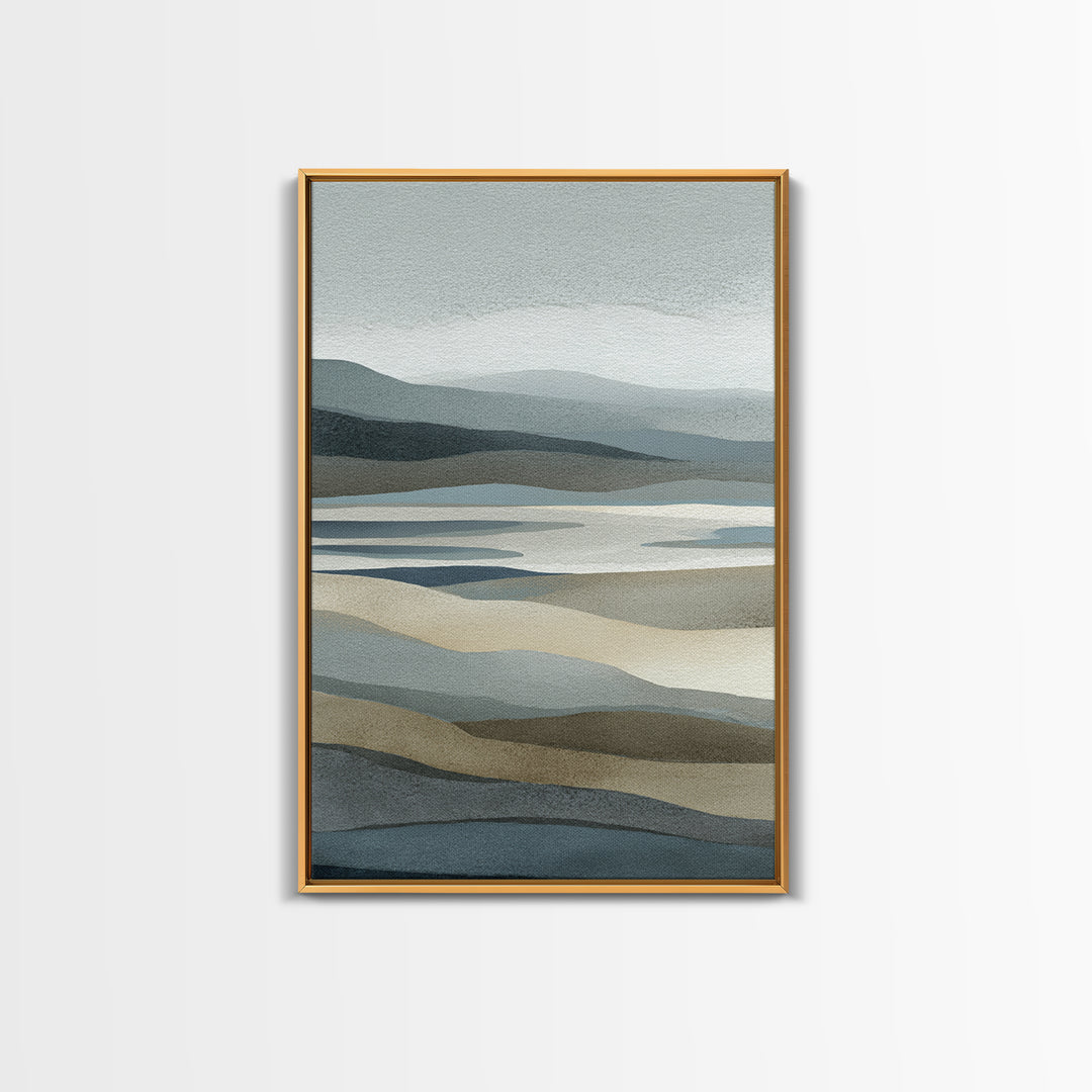 Simple Mountain Layers Framed Canvas Print, Waiting Room Art, Bedroom Decor, Waiting Room Decor, Fine Art, Calm, Abstract, WRA-2x3-94