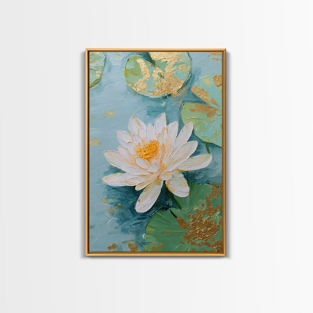 Lotus Flower on Still Water Canvas Print, Waiting Room Art, Gallery Wall Art, Waiting Room Decor, Watercolor Art, Calm, WRA-2x3-95