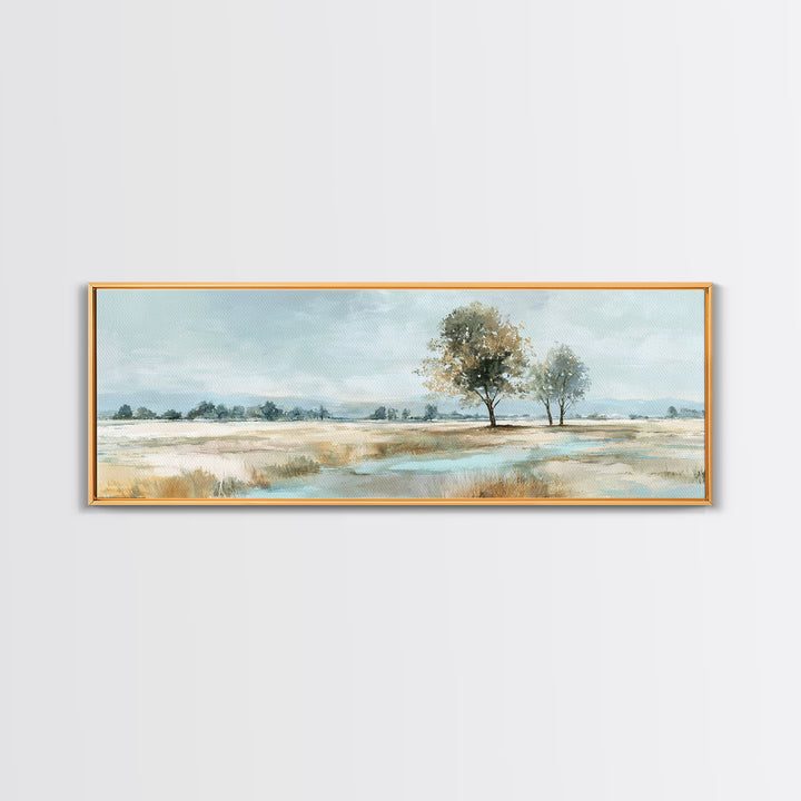 Open Field with Distant Tree Framed Canvas Print, Waiting Room Art, Dental Art, Waiting Room Decor, Fine Art, Calm, WRA-3x1-15