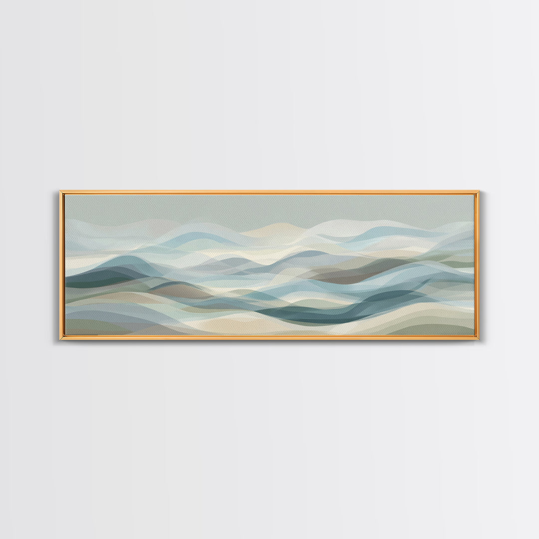 Soft Abstract Waves Framed Canvas Print, Waiting Room Art, Printable Art, Waiting Room Decor, Abstract Art, Calm, WRA-3x1-18