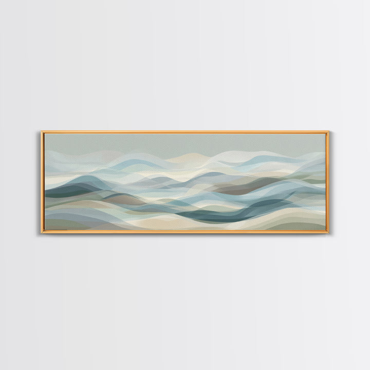 Soft Abstract Waves Framed Canvas Print, Waiting Room Art, Printable Art, Waiting Room Decor, Abstract Art, Calm, WRA-3x1-18