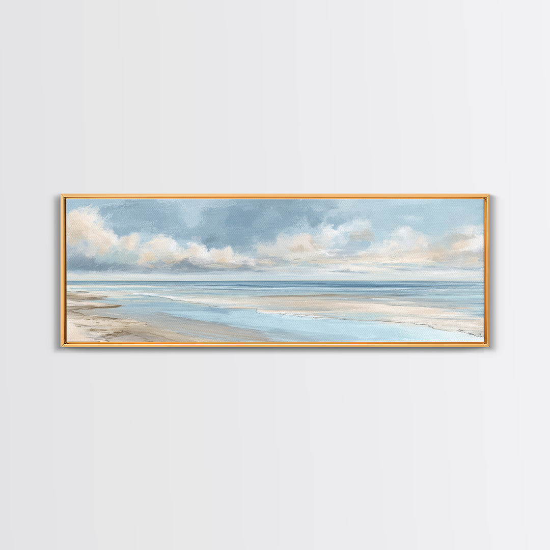 Coastal Horizon with Pale Sand and Water Canvas Print, Waiting Room Art, Landscape, Waiting Room Decor, Fine Art, Calm, WRA-3x1-25