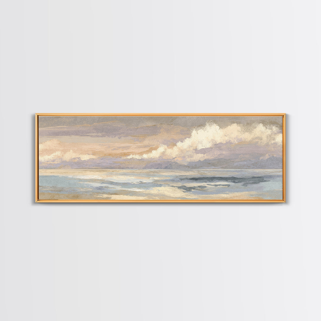 Warm Desert Sunrise Framed Canvas Print, Waiting Room Art, Abstract, Waiting Room Decor, Oil Painting, Calm, Modern Decor, WRA-3x1-53