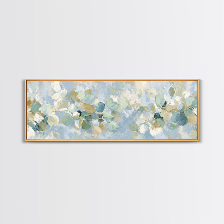 Clean Eucalyptus Leaf Study Framed Canvas Print, Waiting Room Art, Digital Art Print, Waiting Room Decor, Watercolor Art, Calm, WRA-3x1-57