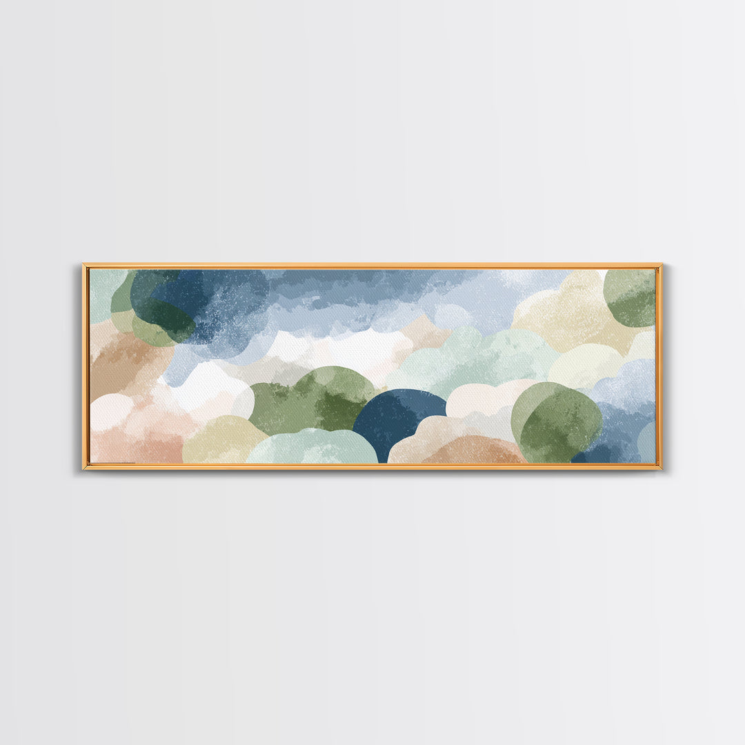 Pastel Rainbow Shapes for Pediatric Spaces Framed Canvas Print, Waiting Room Art, Floral Wall Art, Waiting Room Decor, Calm, WRA-3x1-58