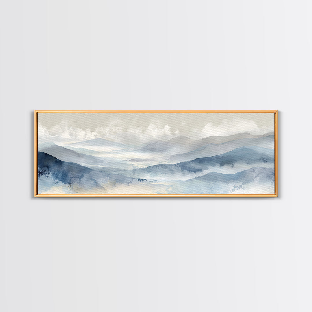 Simple Mountain Layers Canvas Print, Waiting Room Art, Digital Art Print, Waiting Room Decor, Watercolor Art, Calm, WRA-3x1-6
