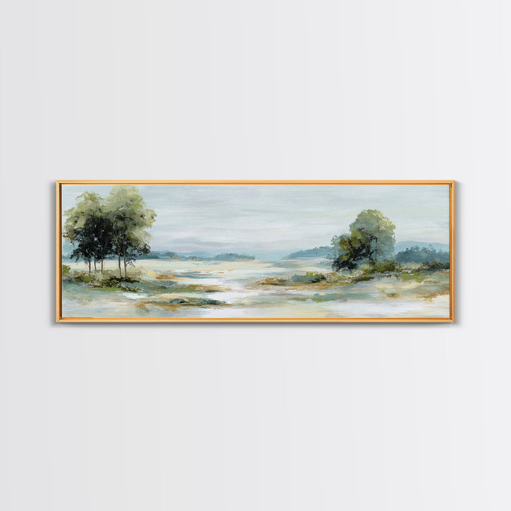 Open Field with Distant Tree Framed Canvas Print, Waiting Room Art, Room Decor, Waiting Room Decor, Calm, Bedroom Decor, WRA-3x1-63