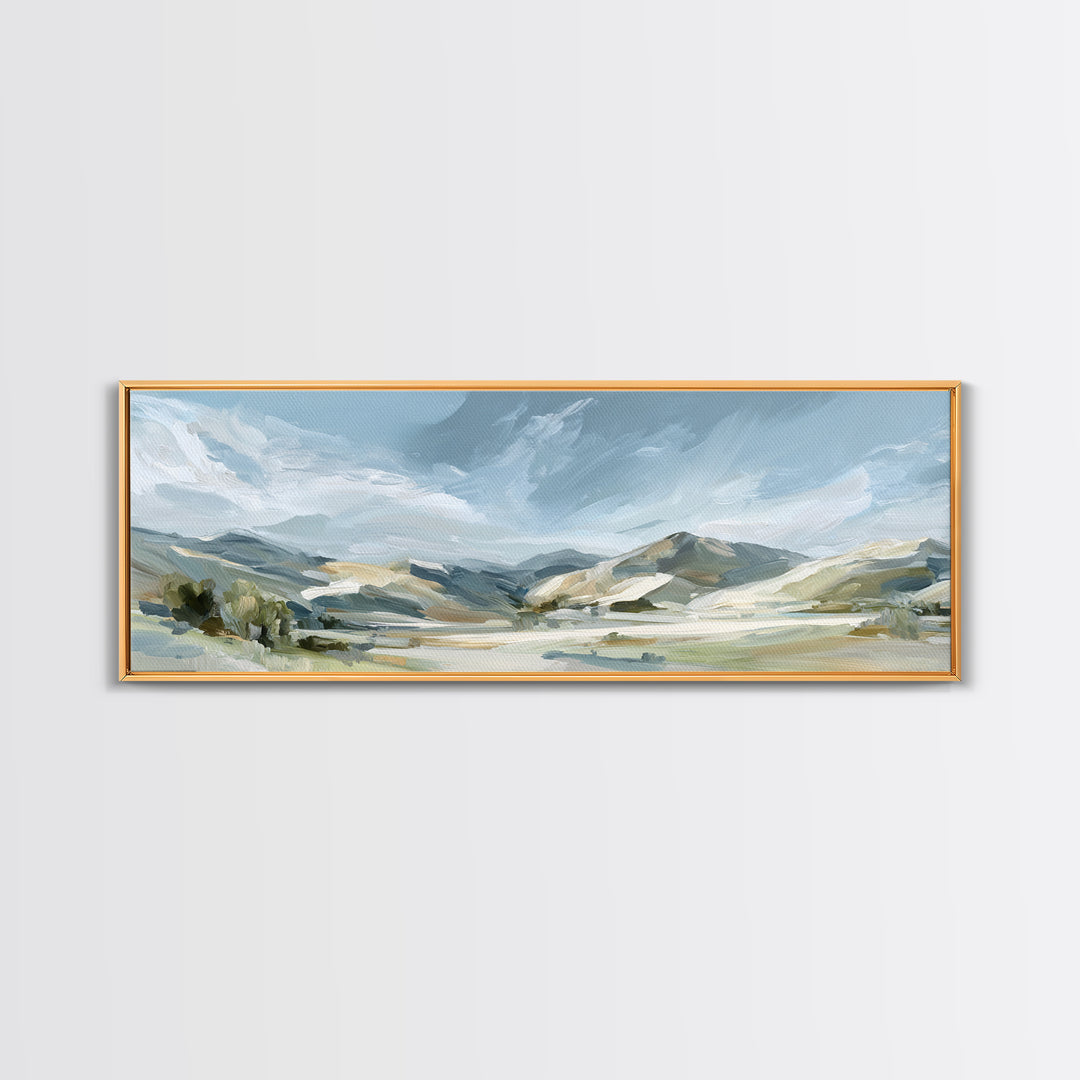 Calming Landscape with Open Sky and Gentle Canvas Print, Waiting Room Art, Dog Wall Art, Waiting Room Decor, Watercolor Art, WRA-3x1-65