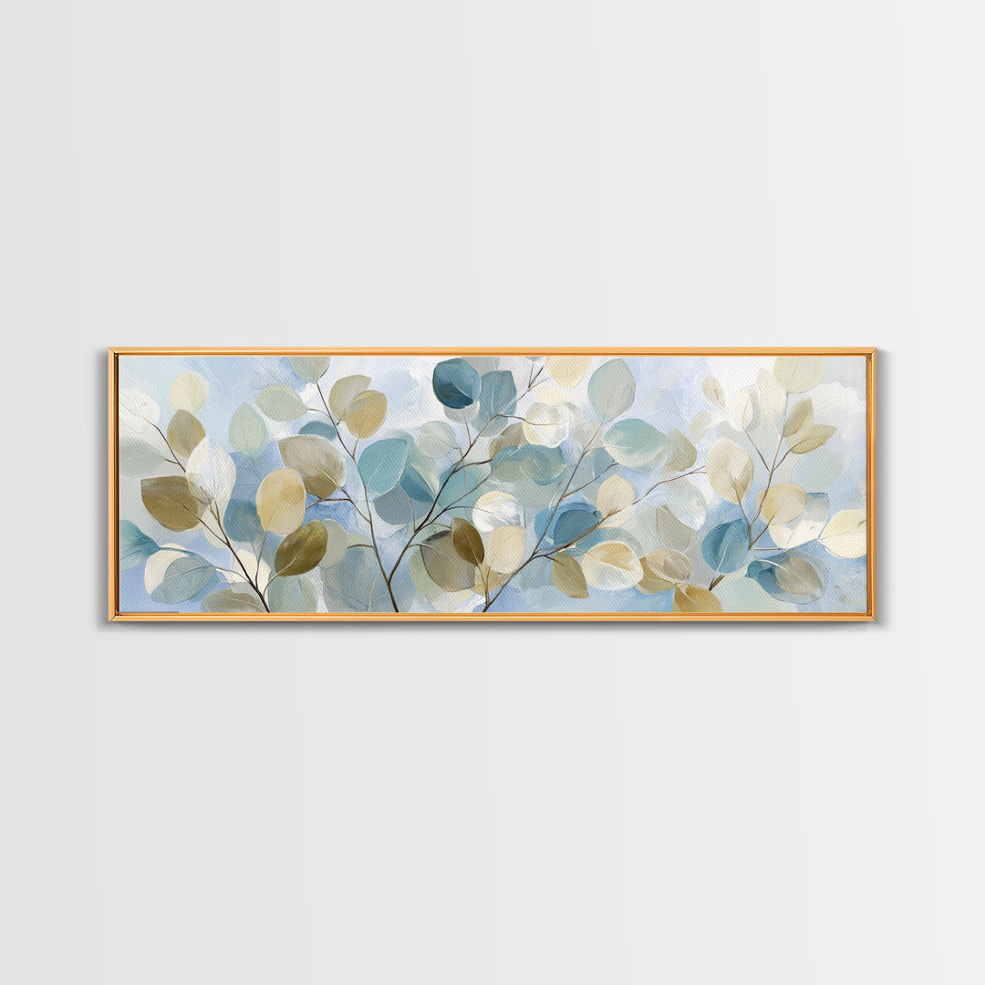 Clean Eucalyptus Leaf Study Framed Canvas Print, Waiting Room Art, Digital Art Print, Waiting Room Decor, Watercolor Art, Calm, WRA-3x1-81