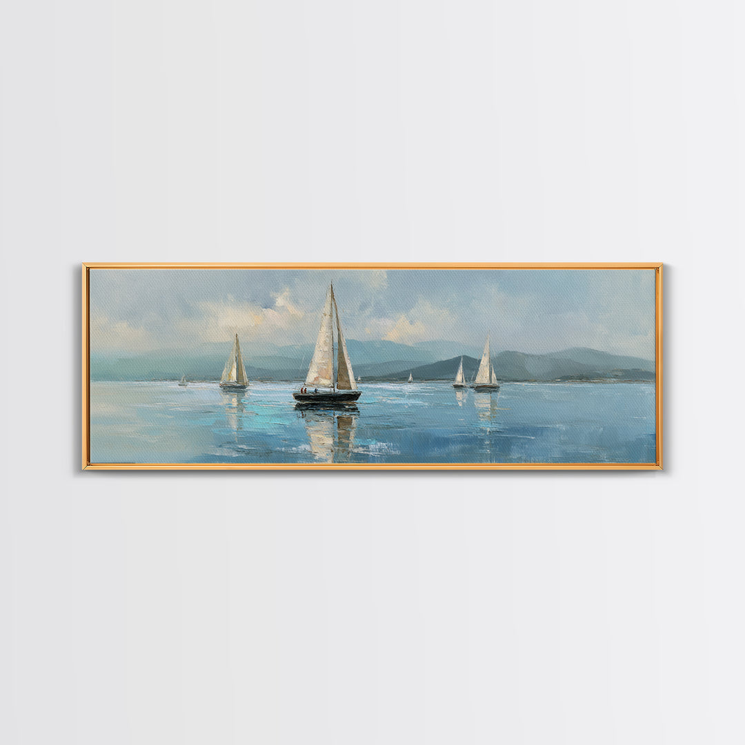 Quiet Sailboat on Calm Water Canvas Print, Waiting Room Art, Original Art, Waiting Room Decor, Fine Art, Calm, Office Art, WRA-3x1-83
