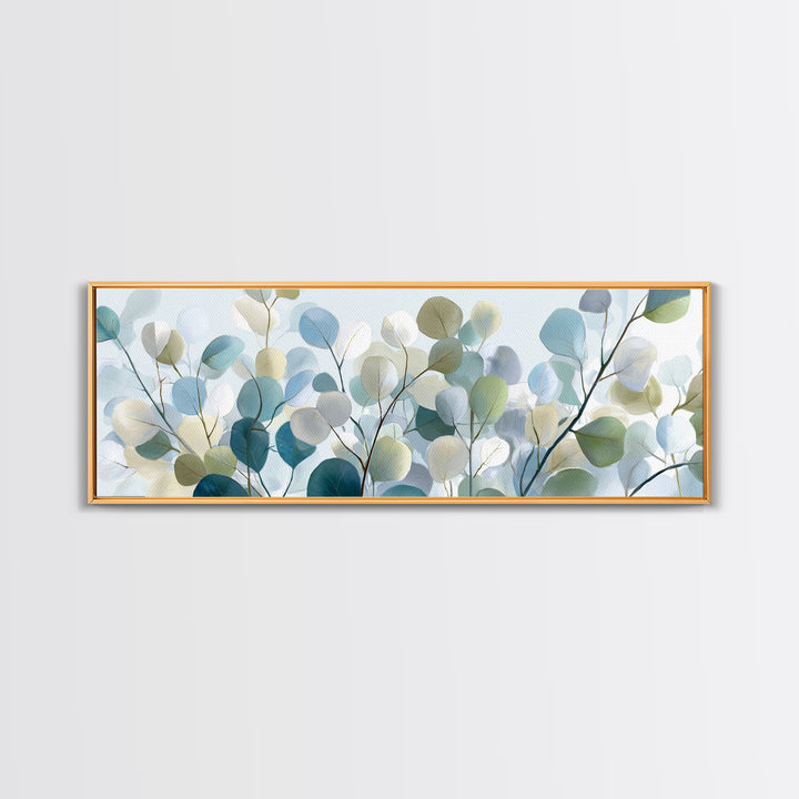 Clean Eucalyptus Leaf Study Framed Canvas Print, Waiting Room Art, Office Wall Art, Waiting Room Decor, Fine Art, Calm, WRA-3x1-9