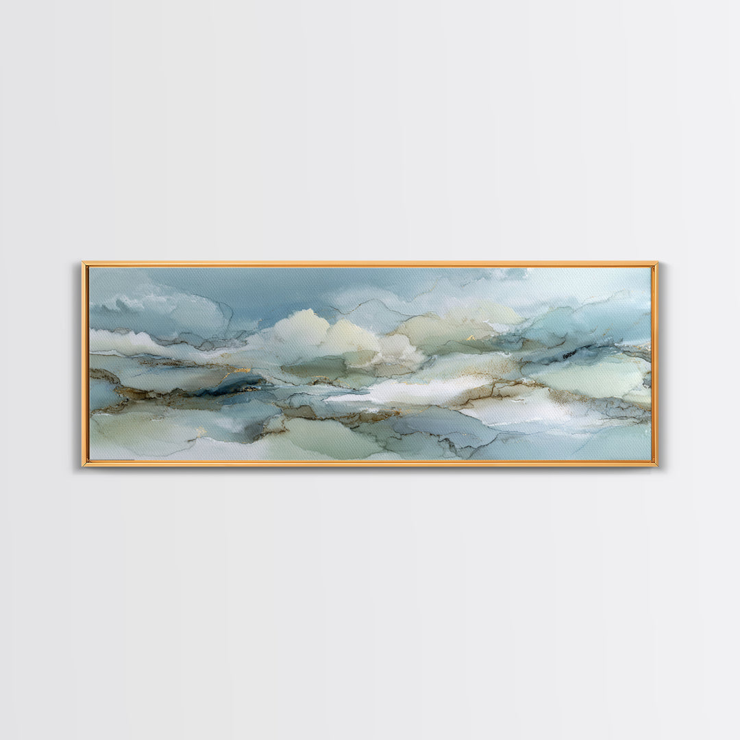 Soft Abstract Waves Framed Canvas Print, Waiting Room Art, Abstract, Waiting Room Decor, Abstract Art, Calm, Modern Decor, WRA-3x1-90
