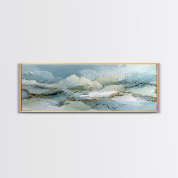 Soft Abstract Waves Framed Canvas Print, Waiting Room Art, Abstract, Waiting Room Decor, Abstract Art, Calm, Modern Decor, WRA-3x1-90