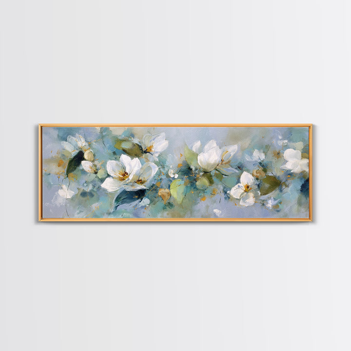 White Orchid on Light Gray Ground Canvas Print, Waiting Room Art, Textured Painting, Waiting Room Decor, Oil Painting, Calm, WRA-3x1-95