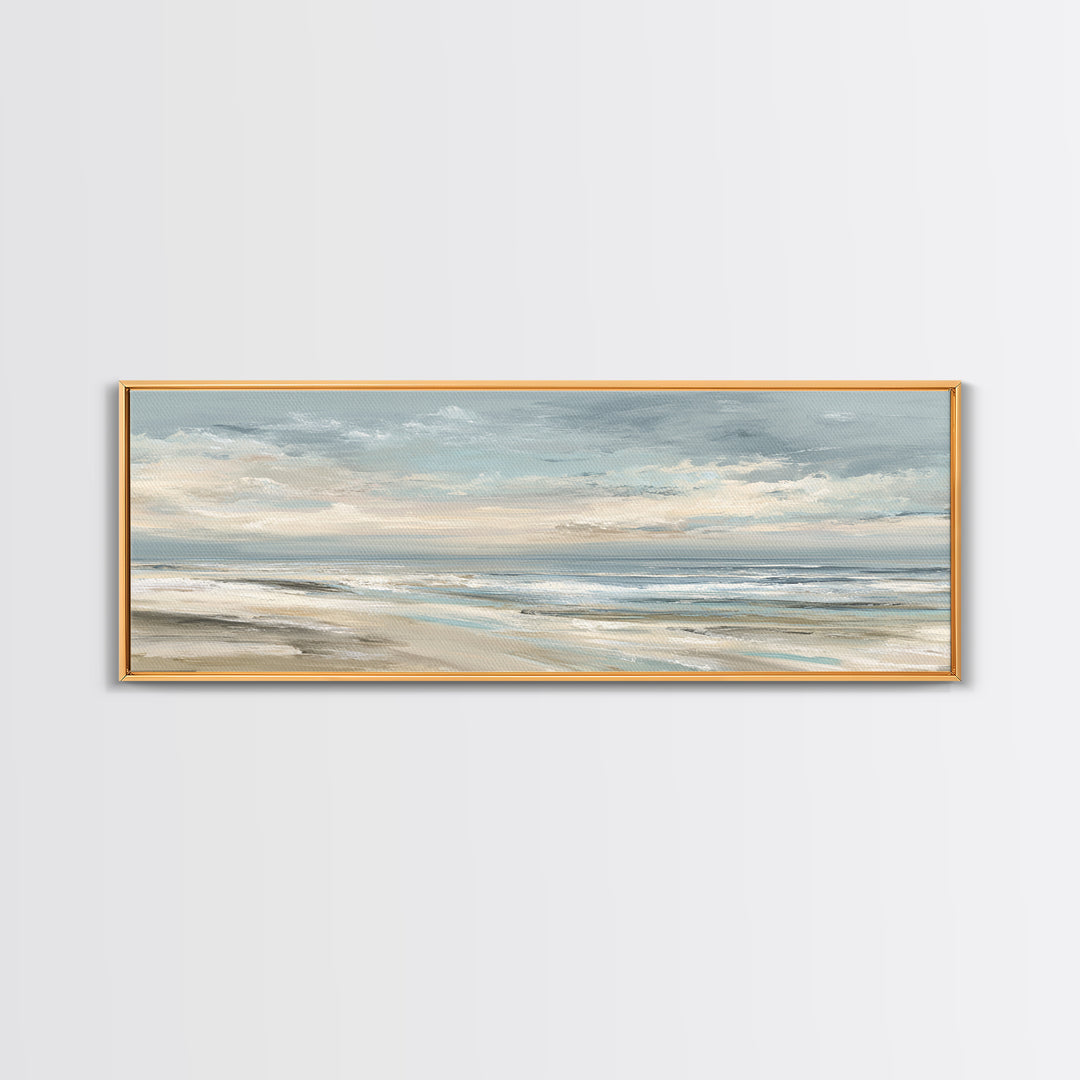 Coastal Horizon with Pale Sand and Water Canvas Print, Waiting Room Art, Gallery Decor, Waiting Room Decor, Fine Art, Calm, WRA-3x1-97