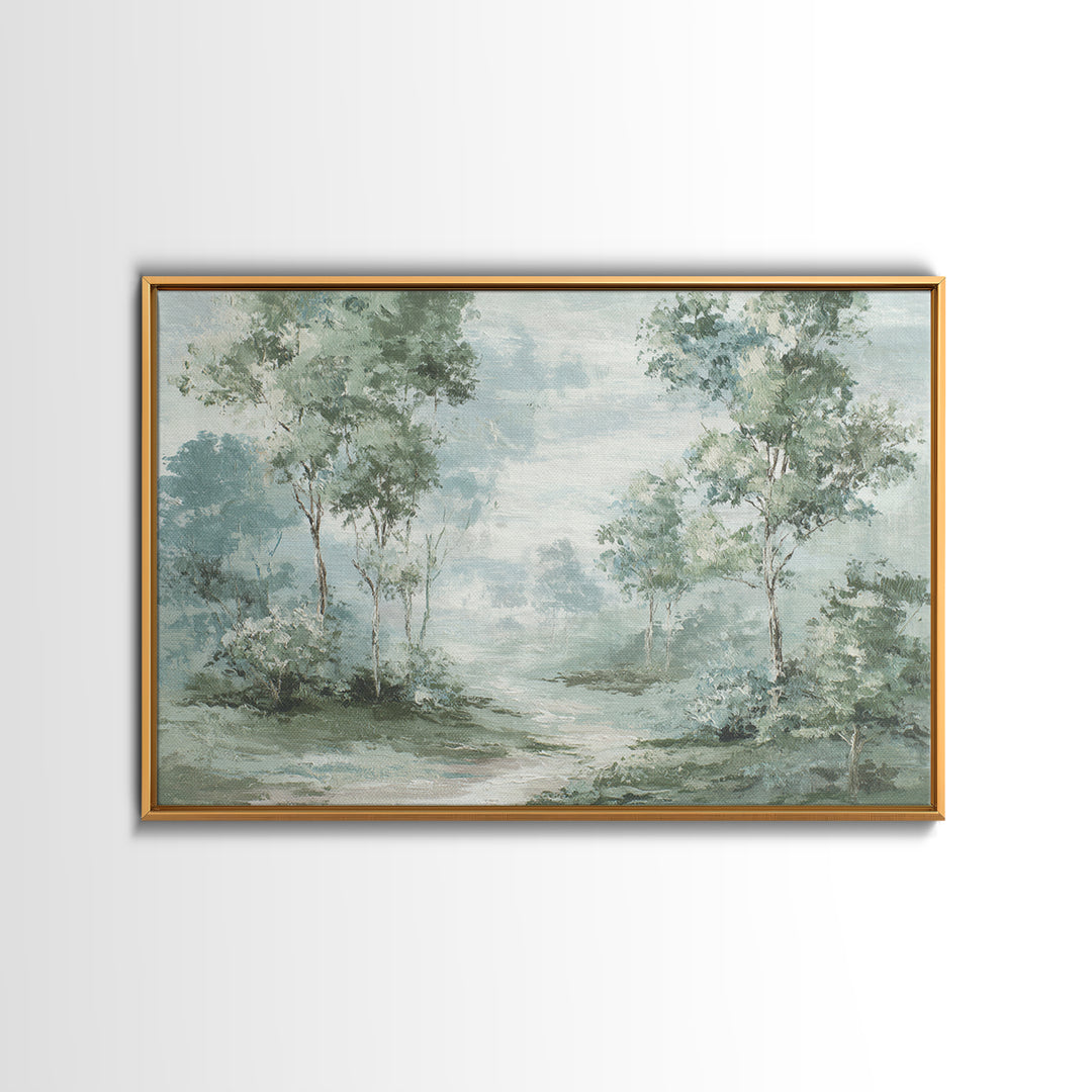 Misty Forest Path Framed Canvas Print, Waiting Room Art, Printable Art, Waiting Room Decor, Fine Art, Calm, Digital Art Print, WRA-3x2-15