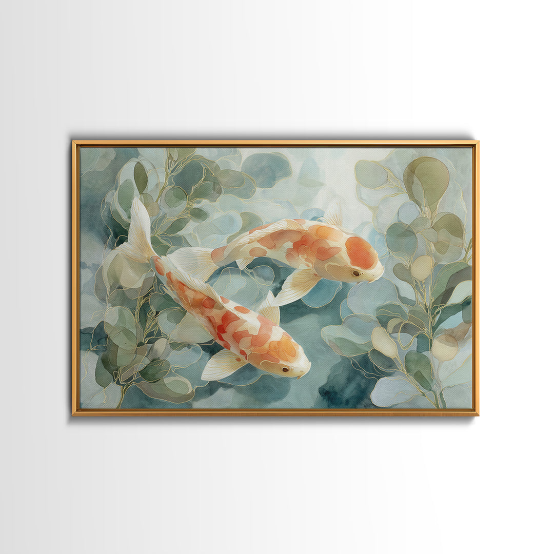 Gentle Koi Fish Canvas Print, Waiting Room Art, Office Wall Art, Waiting Room Decor, Watercolor Art, Calm, Dental Wall Art, WRA-3x2-26