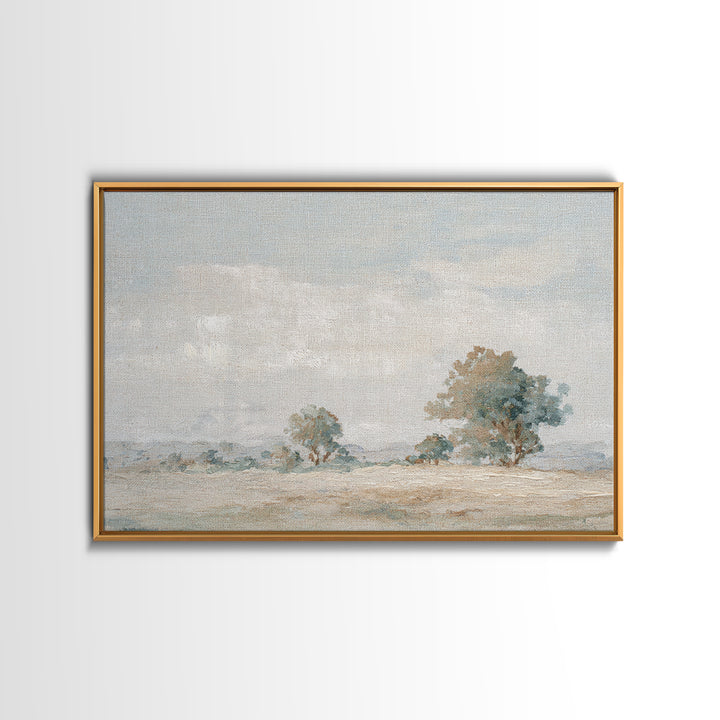 Open Field with Distant Tree Framed Canvas Print, Waiting Room Art, Landscape, Waiting Room Decor, Calm, Neutral Decor, WRA-3x2-27