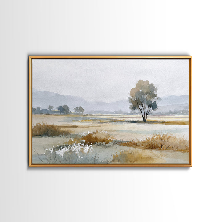 Open Field with Distant Tree Canvas Print, Waiting Room Art, Modern Art, Waiting Room Decor, Calm, Therapy Office Decor, WRA-3x2-3