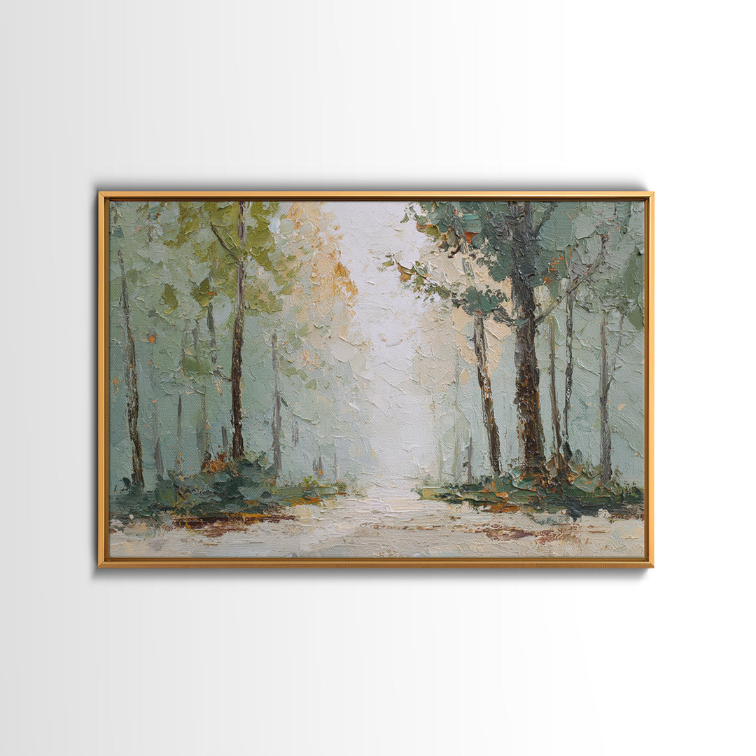Misty Forest Path Framed Canvas Print, Waiting Room Art, Neutral Decor, Waiting Room Decor, Fine Art, Calm, Wall Art, WRA-3x2-39
