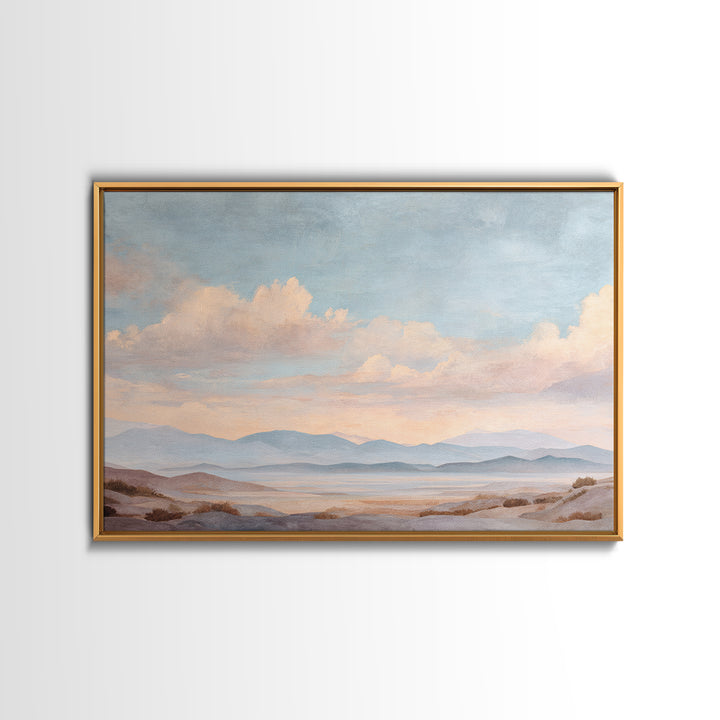 Warm Desert Sunrise Framed Canvas Print, Waiting Room Art, Dental Wall Art, Waiting Room Decor, Watercolor Art, Calm, WRA-3x2-41