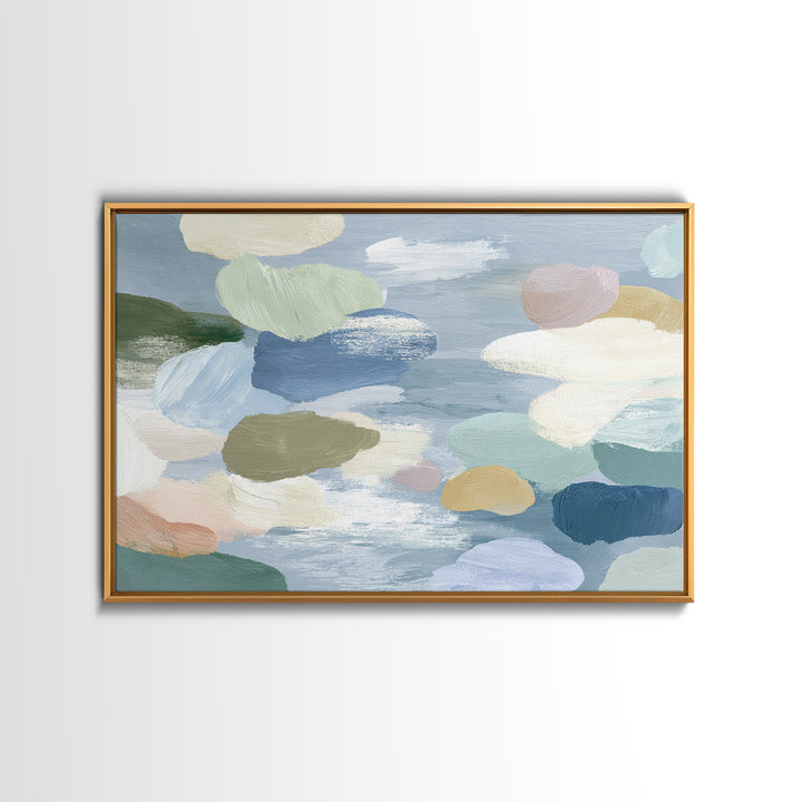 Pastel Rainbow Shapes for Pediatric Spaces Framed Canvas Print, Waiting Room Art, Bauhaus Print, Waiting Room Decor, WRA-3x2-46