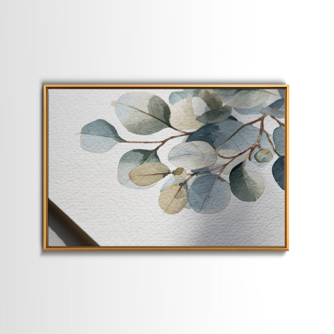 Clean Eucalyptus Leaf Study Framed Canvas Print, Waiting Room Art, Dog Wall Art, Waiting Room Decor, Fine Art, Calm, Boho Decor, WRA-3x2-69