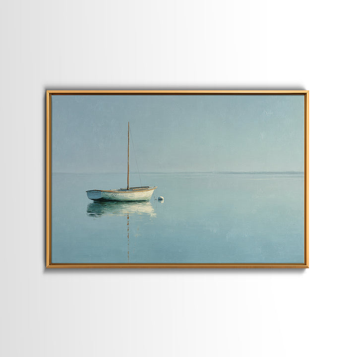 Quiet Sailboat on Calm Water Framed Canvas Print, Waiting Room Art, Office Art, Waiting Room Decor, Watercolor Art, Calm, WRA-3x2-71