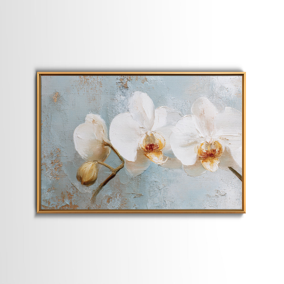 White Orchid on Light Gray Ground Canvas Print, Waiting Room Art, Wall Art, Waiting Room Decor, Fine Art, Calm, Floral Wall Art, WRA-3x2-83