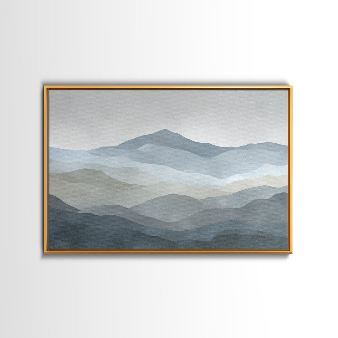 Simple Mountain Layers Framed Canvas Print, Waiting Room Art, Landscape, Waiting Room Decor, Watercolor Art, Calm, WRA-3x2-90