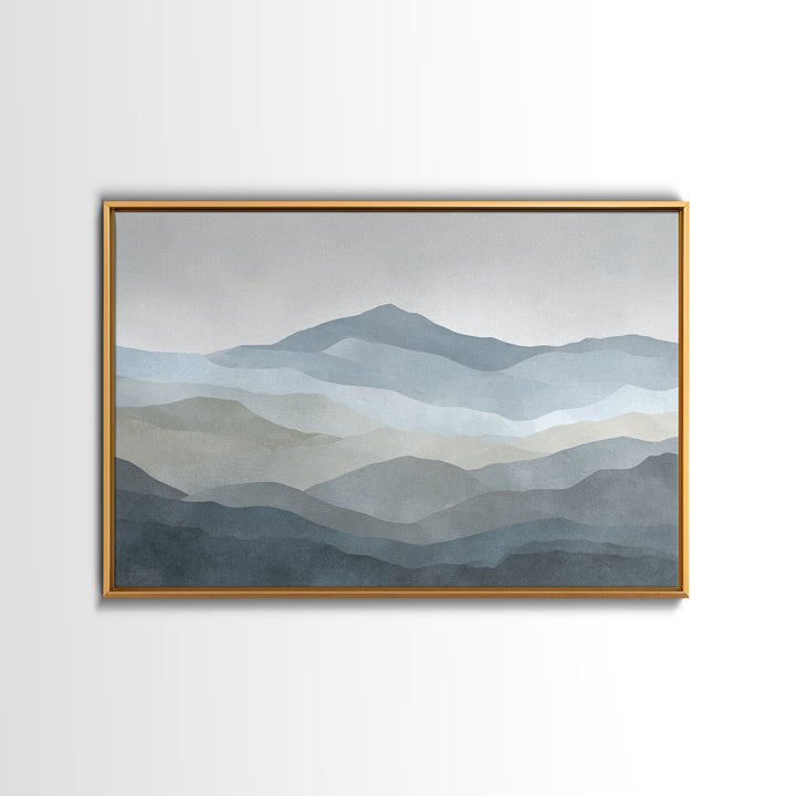 Simple Mountain Layers Framed Canvas Print, Waiting Room Art, Landscape, Waiting Room Decor, Watercolor Art, Calm, WRA-3x2-90