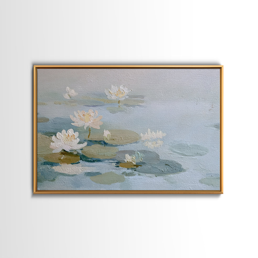 Lotus Flower on Still Water Framed Canvas Print, Waiting Room Art, Art, Waiting Room Decor, Watercolor Art, Calm, Bauhaus Print, WRA-3x2-91