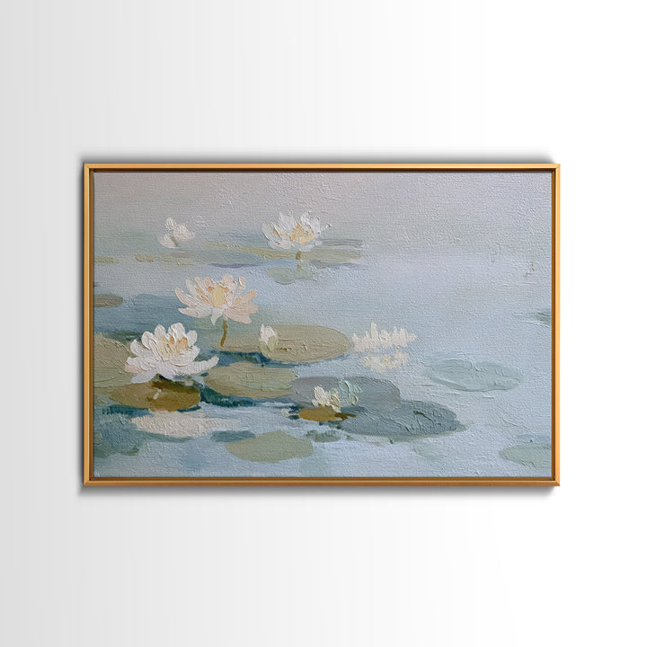 Lotus Flower on Still Water Framed Canvas Print, Waiting Room Art, Art, Waiting Room Decor, Watercolor Art, Calm, Bauhaus Print, WRA-3x2-91