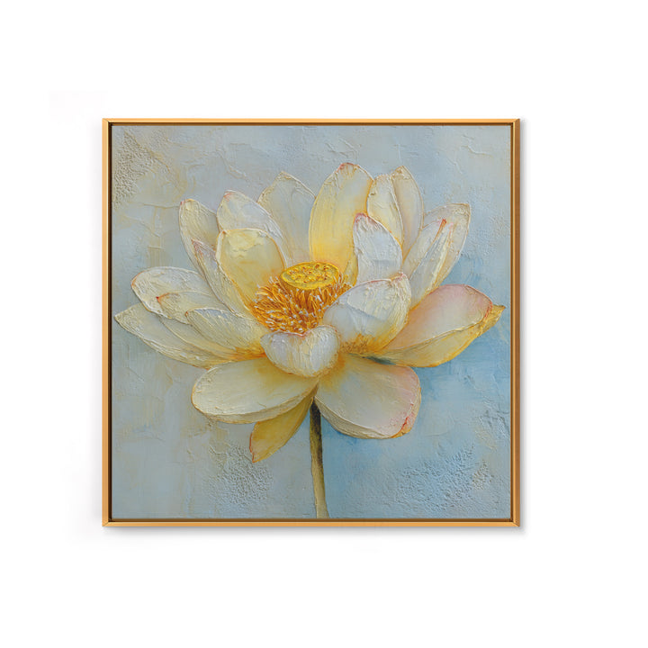 Lotus Flower with Soft Golden Glow Canvas Print, Yoga Studio Art, Neutral Decor, Yoga Studio Decor, Fine Art, Balance, YSA-1x1-75